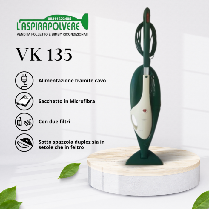 249,00 €- VORWERK FOLLETTO VK 135 - GARANZIA 24 MESI