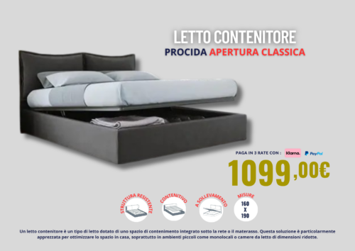 1099,00 € - LETTO CONTENITORE PROCIDA APERTURA CLASSICA - 195x90